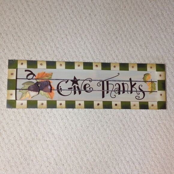 Sign Give Thanks Wooden Sign - Picture 4 of 11